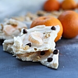 Frozen Yogurt Bark with mandarins