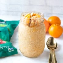 Mandarin Overnight Oats in a mason jar.