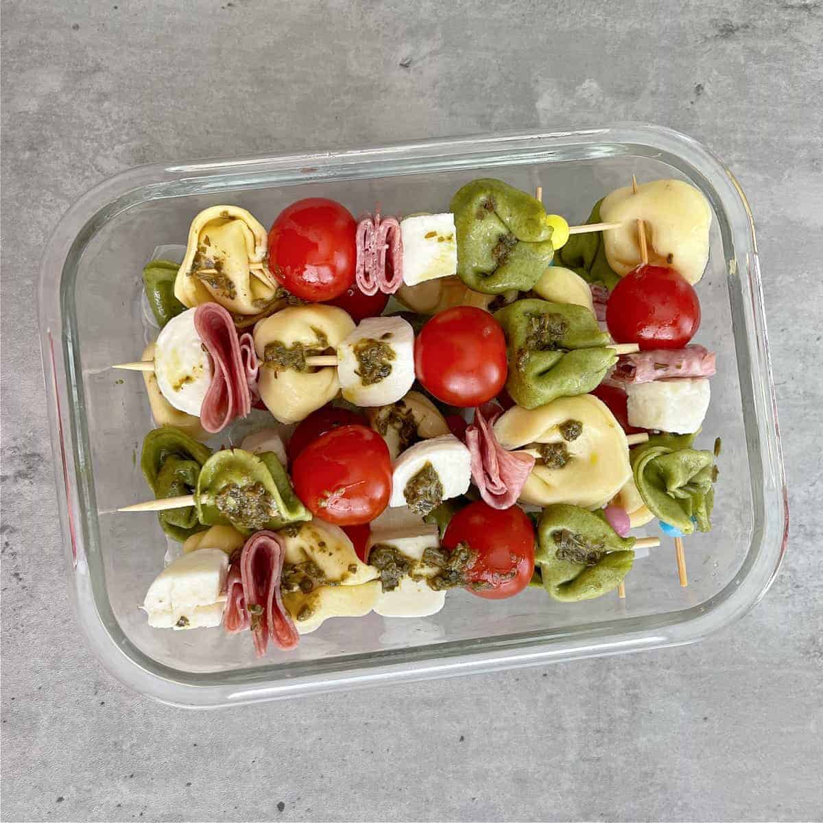 Pesto Antipasti Tortellini Skewers
