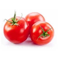 three red cherry tomatoes on a white background