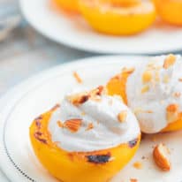 Broiled Peaches with Greek Yogurt & Almonds